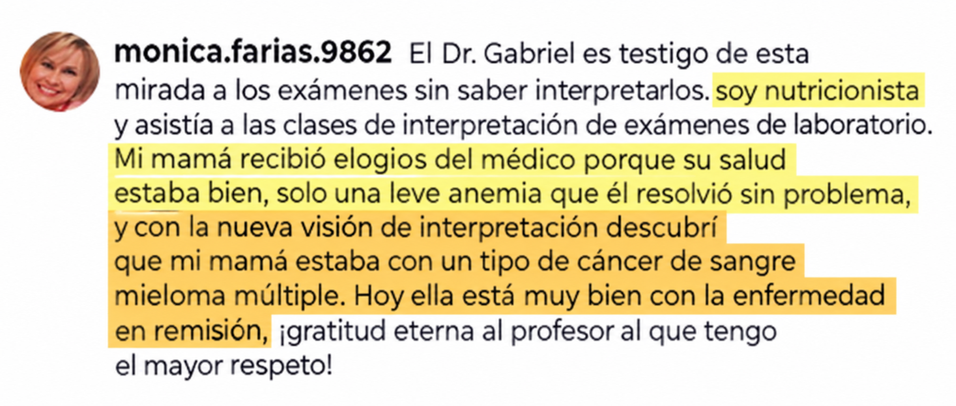 Testimonio de alumna de la Formación en Exámenes de Laboratorio — 1