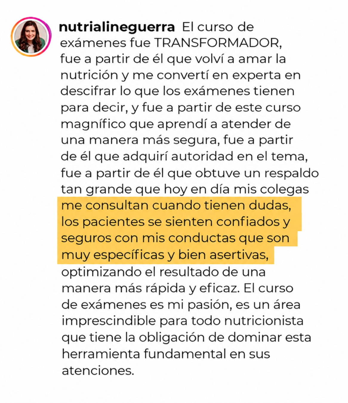 Testimonio de alumna de la Formación en Exámenes de Laboratorio — 8