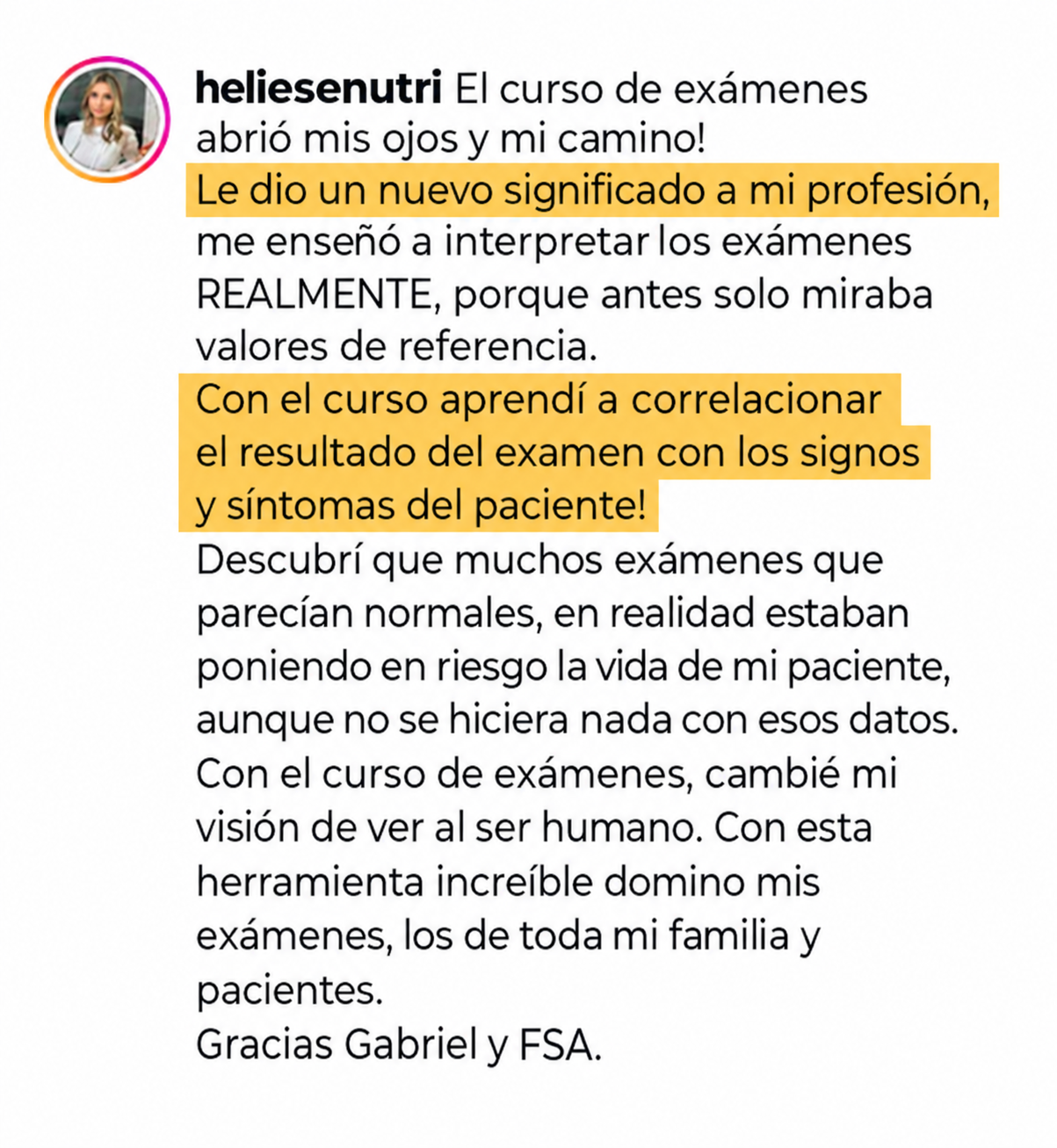 Testimonio de alumna de la Formación en Exámenes de Laboratorio — 10