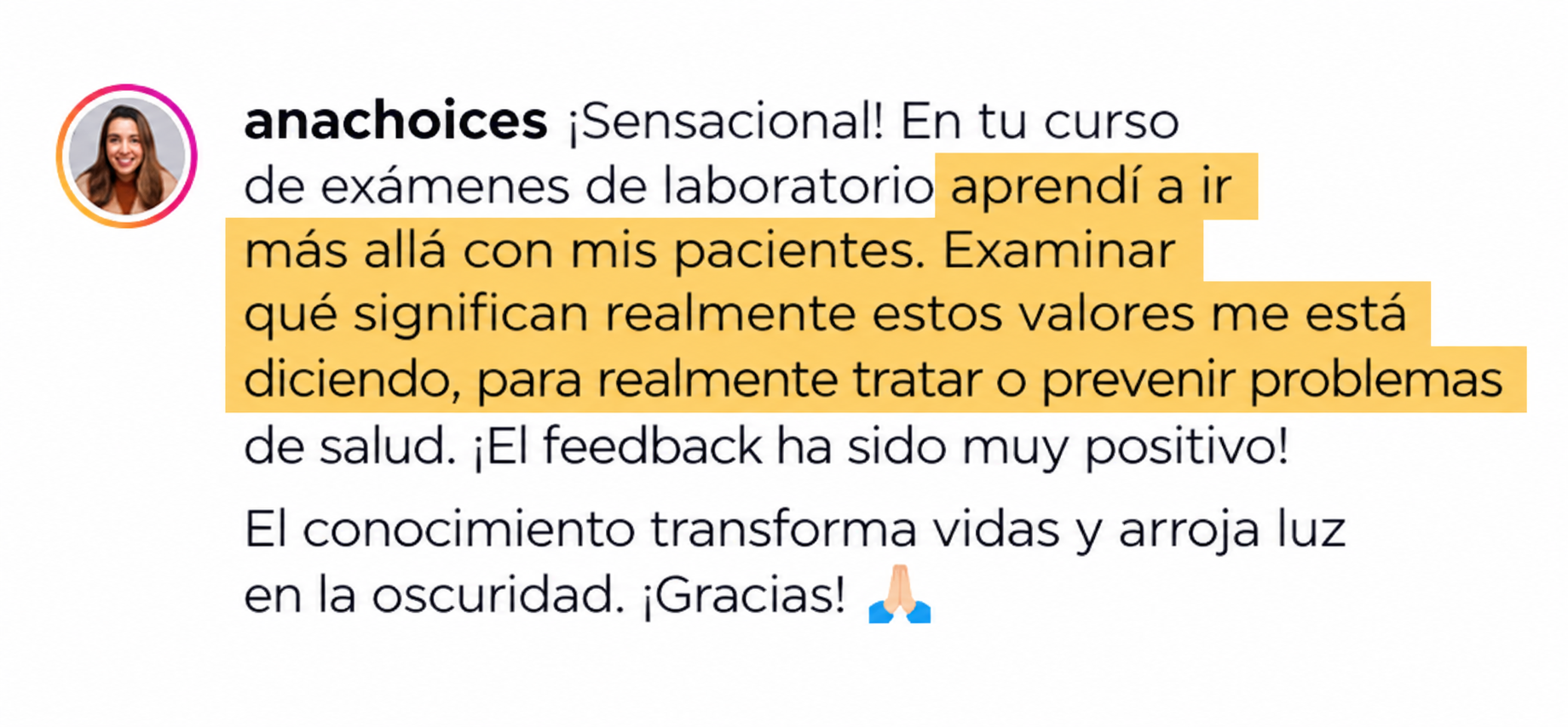 Testimonio de alumna de la Formación en Exámenes de Laboratorio — 2